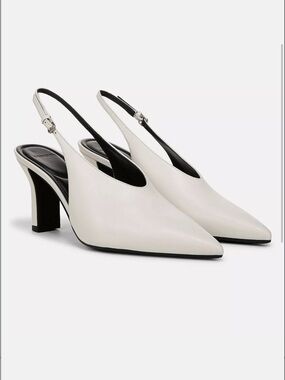 Vince Devi Leather Slingback Pump Milk White Size 7.5 - EU 38